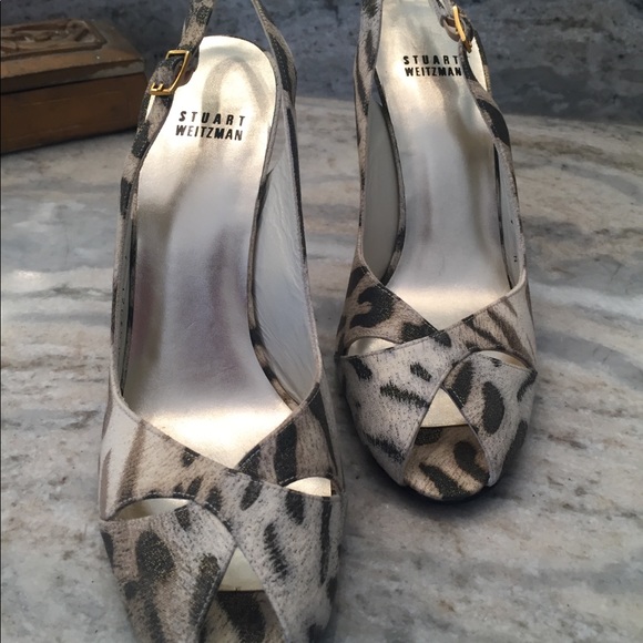 Stuart Weitzman Slingback Animal Peint Heels - Picture 7 of 7